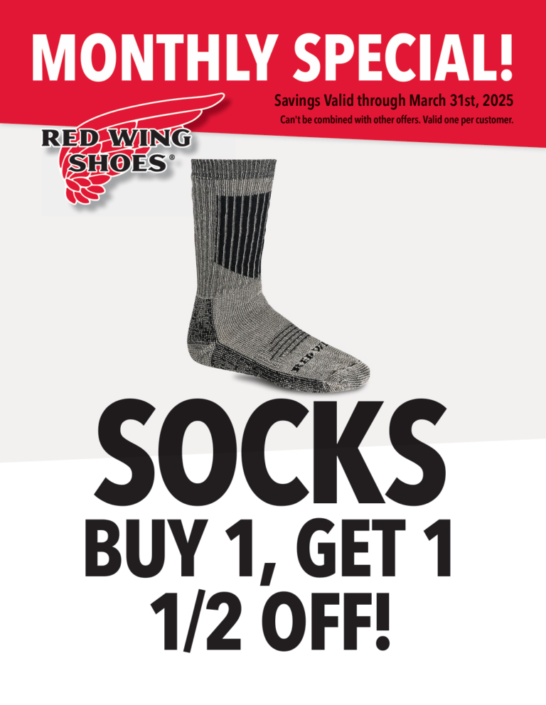 The March 2025 Red Wing Special - buy 1 pair of socks and get a 2nd pair half off!